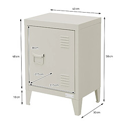 Ecd germany Table de chevet métal - Gris clair pas cher
