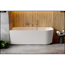 BESCO Baignoire asymétrique - 170 x 78 cm - Gauche - avec Siphon Chrome - Pieds - INCLUS - DENAYA