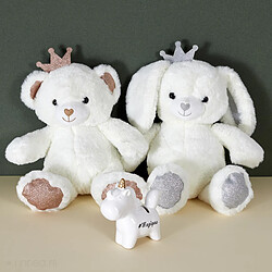 Linnea Peluche lapin 25cm pailleté collection ROYAL PETS blanc et argent