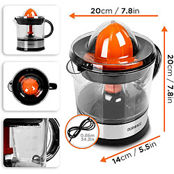 Duronic JE407 Presse-agrumes de 40W | Capacité de 700 ml | 2 cônes interchangeables | Filtre réglable pour la Pulpe | Idéal pour Jus d'Agrumes Oranges Citrons frais