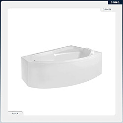 BESCO Baignoire asymétrique - 140 x 90 cm - Droite - avec Habillage - Pieds - Repose-tête - Vidage Chrome - RIMA