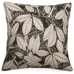 Linnea Housse de coussin 45x45 cm lin lavé imprimé végétal HELIOS noir Café