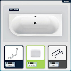 BESCO Baignoire asymétrique - 150 x 75 cm - Droite - sans Habillage - avec Pieds - Repose-tête - Vidage Chrome - AVITA