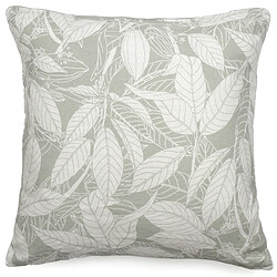 Linnea Housse de coussin 45x45 cm lin lavé imprimé végétal HELIOS gris Lichen