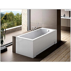 Acheter BESCO Baignoire rectangulaire - 180 x 80 cm - sans Habillage - avec Pieds - Repose-tête - Étagère bambou - Vidage Chrome - SHEA