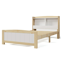 Acheter modf Lit enfant 90x200 cm avec tête de lit de rangement, pin, blanc et bois