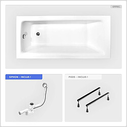 BESCO Baignoire rectangulaire - 110 x 70 cm - sans Habillage - avec Pieds - Vidage Chrome - TALIA