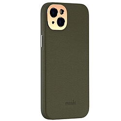 Moshi Coque MagSafe pour iPhone 14 Plus Napa Slim en Cuir Ultra Élégant Rigide Vert olive