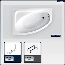 BESCO Baignoire asymétrique - 140 x 80 cm - Gauche - sans Habillage - avec Pieds - Vidage Chrome - CORNEA