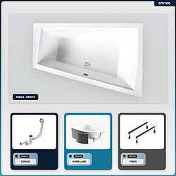 BESCO Baignoire asymétrique - 180 x 125 cm - Droite - avec Habillage - Pieds - Vidage Chrome - INTIMA DUO SLIM