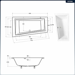 BESCO Baignoire asymétrique - 150 x 85 cm - Gauche - sans Habillage - avec Pieds - Vidage Chrome - INTIMA SLIM pas cher