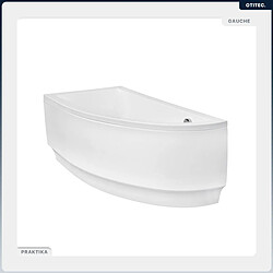 BESCO Baignoire asymétrique - 150 x 70 cm - Gauche - avec Habillage - Pieds - Vidage Chrome - PRAKTIKA