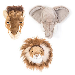 Linnea Peluche trophée mini 3 petites têtes collection Safari