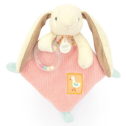Linnea Doudou hochet lapin Ciboulette 21 cm polyester collection DANS MON JARDIN rose