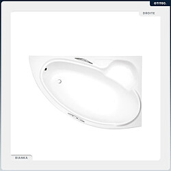 Avis BESCO Baignoire asymétrique - 150 x 95 cm - Droite - avec Tablier Blanc - Pieds - Vidage Chrome - BIANKA