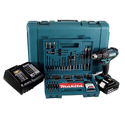 Makita DHP 482 SGK Perceuse-visseuse à percussion sans fil 18V 62Nm + 1x Batterie 6,0Ah + Chargeur + Jeu de mèches - 100 pièces + Mallette de transport