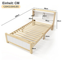 Avis modf Lit enfant 90x200 cm avec tête de lit de rangement, pin, blanc et bois