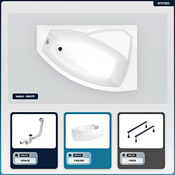 BESCO Baignoire asymétrique - 160 x 100 cm - Droite - avec Tablier - Pieds - Vidage Chrome - RIMA