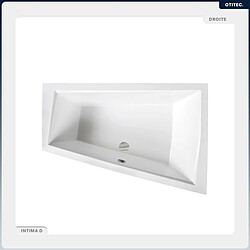 BESCO Baignoire asymétrique - 170 x 125 cm - Droite - sans Habillage - avec Pieds - Étagère bambou - Vidage Chrome - INTIMA DUO