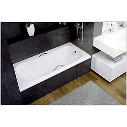 BESCO Baignoire rectangulaire - 170 x 70 cm - avec Habillage Polystyrène - Pieds - Vidage Chrome - ARIA pas cher