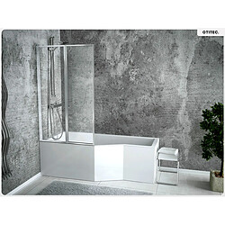BESCO Baignoire asymétrique - 150 x 75 cm - Gauche - avec Tablier - Pieds - Vidage Chrome - INTEGRA pas cher