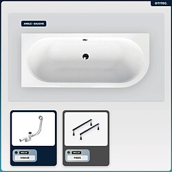 BESCO Baignoire asymétrique - 150 x 75 cm - Droite - sans Habillage - avec Pieds - Vidage Chrome - AVITA