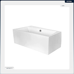 BESCO Baignoire asymétrique - 160 x 100 cm - Droite - avec Tablier Blanc - Pieds - Vidage Chrome - INFINITY