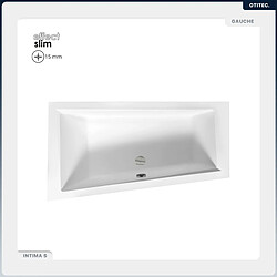 BESCO Baignoire asymétrique - 150 x 85 cm - Gauche - avec Habillage - Pieds - Vidage Chrome - INTIMA SLIM