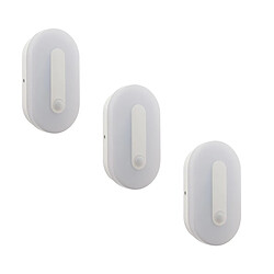 Lot de 3 hublots ovales extérieurs LED 12W IP65 + détecteur mouvement - Zenitech