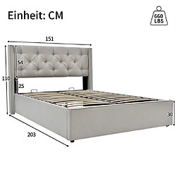 Avis modfu Lit coffre 140x200 cm, coton, gris clair