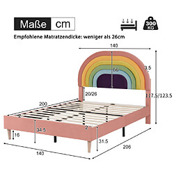 Avis modfu Lit adulte 140x200 cm, tête de lit réglable en hauteur, velours, rose