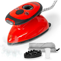 Duronic SI2 RD Fer à Repasser à Vapeur de Voyage 375W Léger et Compact 762g Semelle antiadhésive Réservoir de 50 ml avec Brosse et Pochette de Transport