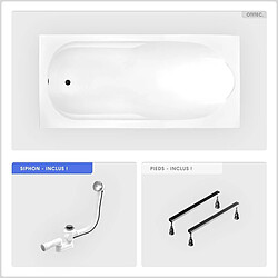 BESCO Baignoire rectangulaire - 190 x 80 cm - sans Habillage - avec Pieds - Vidage Chrome - BONA