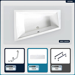 BESCO Baignoire asymétrique - 180 x 125 cm - Gauche - avec Tablier - Pieds - Vidage Chrome - INTIMA DUO