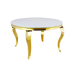 Homy france Table à manger ronde - Blanc