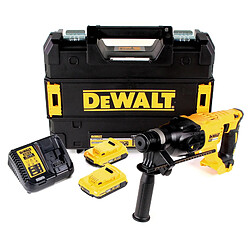 DeWalt DCH 133 D2 Marteau combiné sans fil 18V 2,6J SDS plus Brushless + 2x batterie 2,0Ah + chargeur + TSTAK
