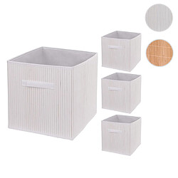 Mendler Lot de 4 boîtes pliantes HWC-C21, corbeille de rangement Boîte de tri Boîte de rangement, bambou 32x32x32cm ~ blanc