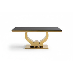 Homy france Table à manger en verre - Noir