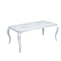 Homy france Table à manger baroque rectangulaire - Marbré blanc