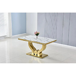 Homy france Table à manger rectangulaire - Marbré blanc pas cher