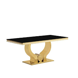 Homy France Table à manger TROFY 4 à 6 personnes 150x90 cm Gold verre noir