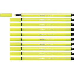 Feutres Stabilo Pen 68 Fluorescent Jaune (10 Pièces)