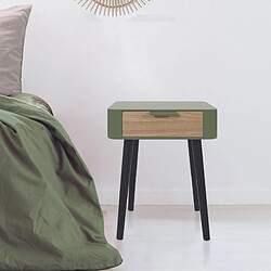 Linnea Table de chevet 1 tiroir - Vert kaki