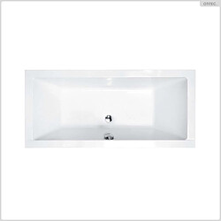 BESCO Baignoire rectangulaire - 155 x 70 cm - sans Habillage - avec Pieds - Repose-tête - Étagère bambou - Vidage Chrome - QUADRO
