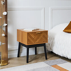 Linnea Table de chevet 1 tiroir bois - Marron