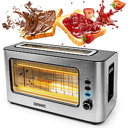 Duronic TB10 Grille-pain de 1000W | Large fente pour 2 tranches de pain | Fenêtre transparente | Finition en acier inoxydable brossé
