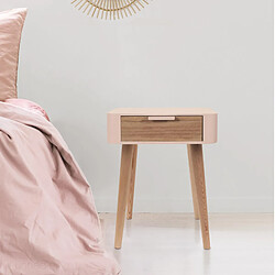 Linnea Table de chevet 1 tiroir - Rose