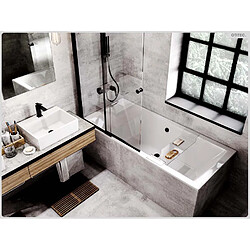 BESCO Baignoire rectangulaire - 170 x 75 cm - avec Habillage Polystyrène - Pieds - Vidage Chrome - QUADRO SLIM pas cher