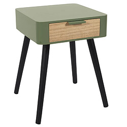 Linnea Table de chevet 1 tiroir - Vert kaki