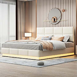 modf Lit coffre 180x200 cm avec LED, PU, beige